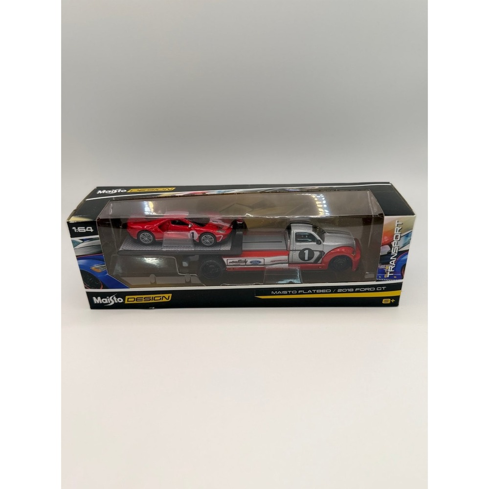 Maisto Design Elite Transport 2018 Ford GT with Flatbed Hauler 1:64 Scale